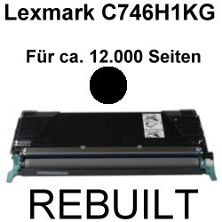 Toner-Patrone rebuilt Lexmark (C746H1KG) Black, C 746 DN/746 DTN/746 N/748 DE/748 DTE/748 E/X 746 DE/X 748 DE/X 748 DTE