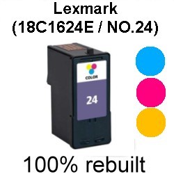 Drucker-Patrone rebuilt Lexmark Nr. 24 (18C1624E) Color,  X-3530/3550/4500 Series/4530/4550/4550 Business Edition,Z1410/1420/1450