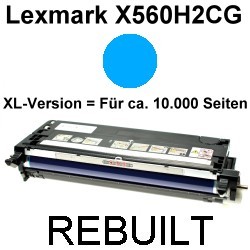 Toner-Patrone rebuilt Lexmark (X560H2CG) Cyan, X 560 DN/X 560N