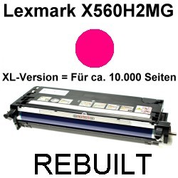 Toner-Patrone rebuilt Lexmark (X560H2MG) Magenta, X 560 DN/X 560N