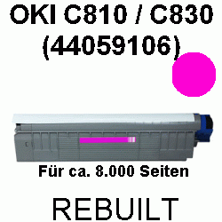 Toner-Patrone rebuilt Oki (44059106) Magenta C-810/830, C810/C830 Cdtn/DN/DTN/N