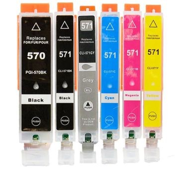 6-er Multipack Drucker-Patrone kompatibel Canon (PGI-570XL/CLI-571XL) BK/PBK/C/M/Y/GR