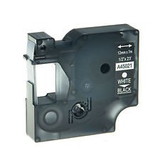 Schriftband Dymo D1, Weiss auf Schwarz, (45021), 12mm x 7m