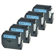 5 x Schriftband kompatible Brother MK521 (M-K521) P-Touch, Schwarz auf Blau, 9mm x 8m